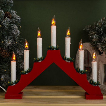 Светодиодная Рождественская горка 39.5×33×5 см., дерево, 220 В, эффект пламени, Luazon Lighting (4357286)