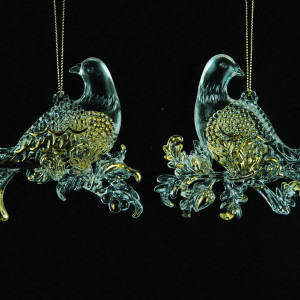 Украшение &quot;Голубь&quot; цвет голубой цвет - золото ,2 вида,цена за 1 шт.10 см.(150066)