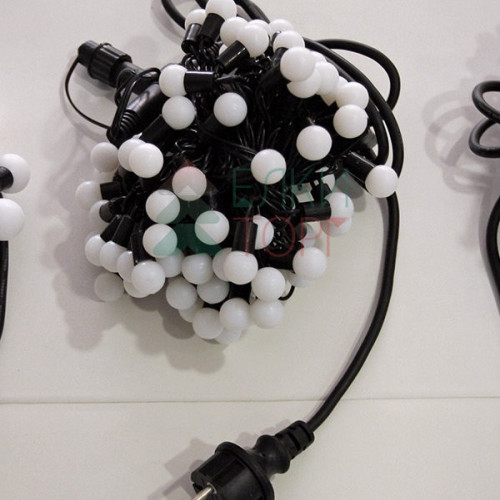 Светодиодная гирлянда шарики Fiesta, 10 м., 100 RGB LED ламп 18 мм, черный ПВХ, LTC (MB100-1-2RGB)