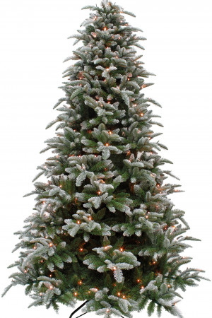 Елка Нормандия пушистая заснеженная 185 см., 216 теплых белых LED ламп, литая хвоя+пвх, Triumph Tree (72000)