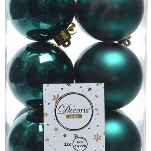 Набор пластиковых шаров Дивный 60 мм, изумрудный, 12 шт, Kaemingk (021987)