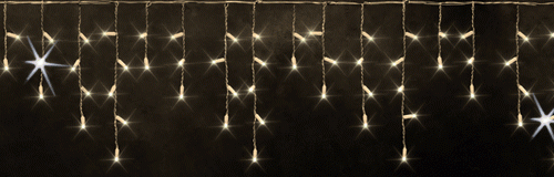 Светодиодная мерцающая бахрома с колпачком 3*0.5 м., 112 теплых белых LED ламп, белый провод, Rich LED (RL-i3*0.5F-CW/WW) в Санкт-Петербурге