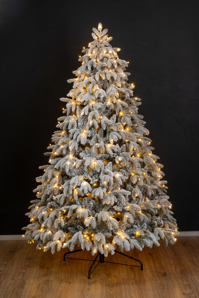 Искусственная елка Камчатская заснеженная 210 см., 505 теплых белых Led ламп., литая хвоя+пвх, ЕлкиТорг (134210)