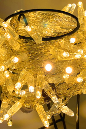 Светодиодная нить 100 желтых LED ламп, 10 м., 24В, статика, прозрачный провод ПВХ, Teamprof (TPF-S10C-24V-CT/Y)