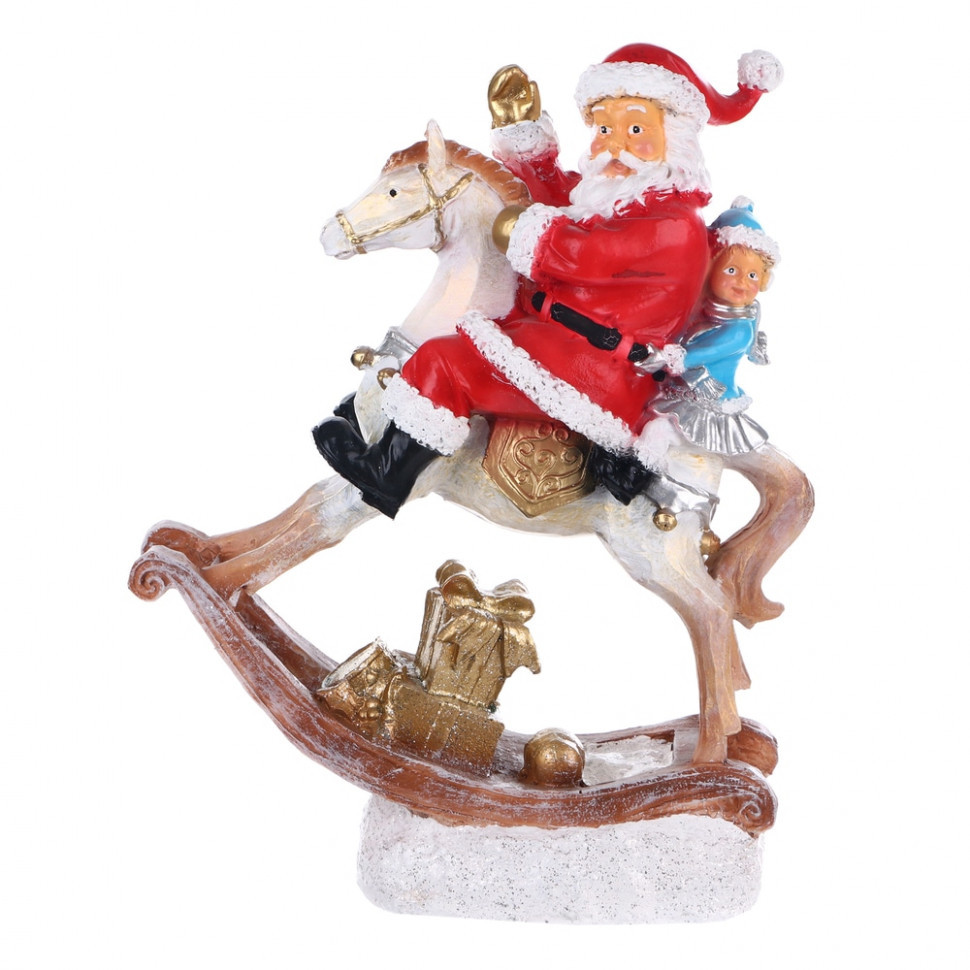 Фигура Дед Мороз на лошадке 34 см., ЕлкиТорг (НФ304)