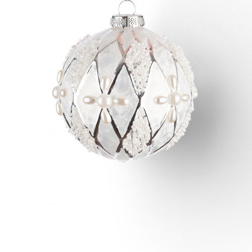 Винтажный стеклянный шар Мраморный шик 8 см., 1 шт., Karlsbach (12497)