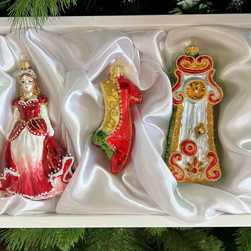 Набор стеклянных игрушек Золушка, красный, 3 шт., Irena CO (63120/1)