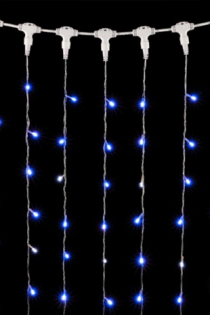 Светодиодный занавес 2*2 м., 400 синих LED ламп, мерцание, прозрачный провод ПВХ, LTC (PCL402BLW-10-2B)