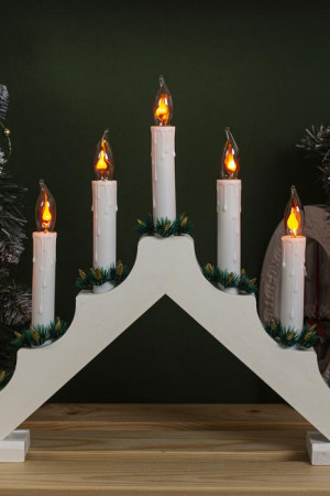 Светодиодная Рождественская горка 39.5×33×5 см., дерево, 220 В, эффект пламени, Luazon Lighting (4357285)