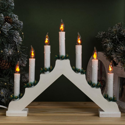 Светодиодная Рождественская горка 39.5×33×5 см., дерево, 220 В, эффект пламени, Luazon Lighting (4357285)