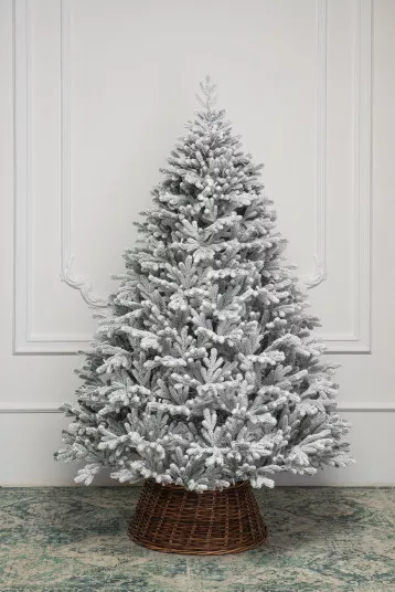 Искусственная елка Швейцарская заснеженная 180 см., 330 холодных-белых Led ламп, 100% литая хвоя, ЕлкиТорг (213180)