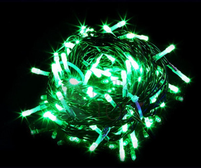 Светодиодная гирлянда мерцающая 10 м, 220-230V., 100 зеленых LED ламп, черный ПВХ, Beauty Led (PST100BL-11-2G)