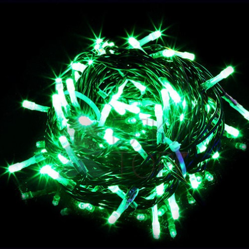 Светодиодная гирлянда мерцающая 10 м, 220-230V., 100 зеленых LED ламп, черный ПВХ, Beauty Led (PST100BL-11-2G)