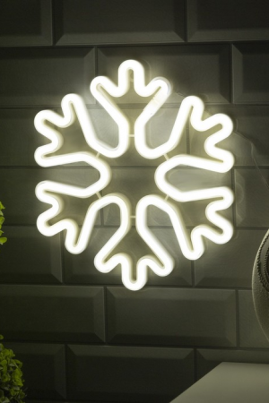 Неоновая вывеска Снежинка 30 см., батарейки ААх3, USB, белый, Luazon Lighting (7989805)