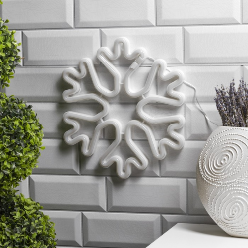 Неоновая вывеска Снежинка 30 см., батарейки ААх3, USB, белый, Luazon Lighting (7989805)