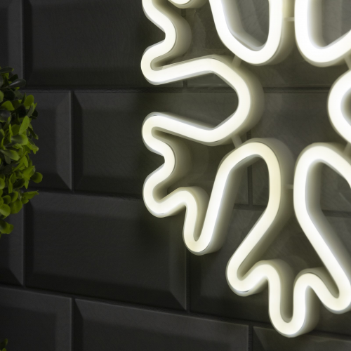 Неоновая вывеска Снежинка 30 см., батарейки ААх3, USB, белый, Luazon Lighting (7989805)