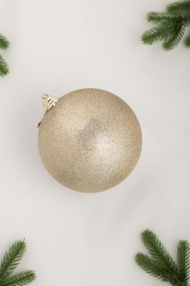 Шар пластиковый глиттер 140 мм., шампань, ЕлкиТорг (150514)