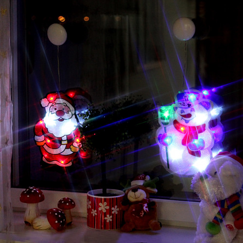 Светящееся украшение на присоске Санта 27*18 см., 8 теплых LED ламп, Svetlitsa (809-01)