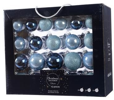 Набор стеклянных шаров  Ледяные искры mix, синий, голубой, 42 шт, Kaemingk (149311) 