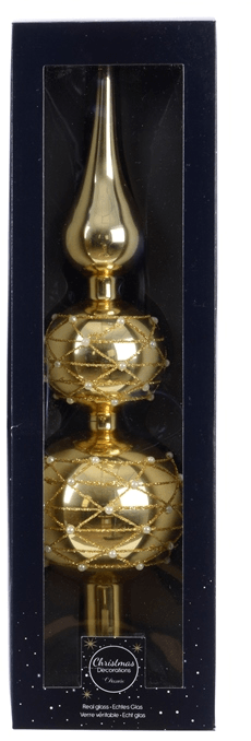 Макушка на елочку Новогодние бусины  31 см, золотая, стекло, KAEMINGK (170180/4)