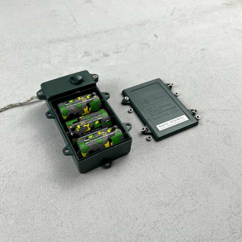 Светодиодная гирлянда 5 м., 3 батарейки типа D 4.5V, 50 LED ламп цвета аква, таймер, прозрачный провод, LTC (EST50-4W10-8A)