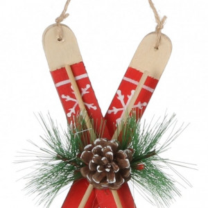 Украшение из дерева Лыжи красные 14*8*4,5 см., House of Seasons (83265)