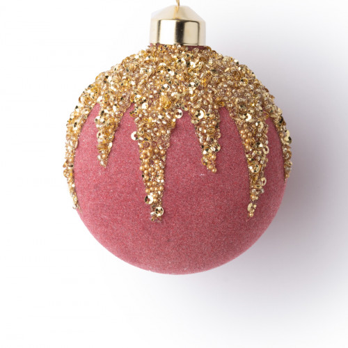 Винтажный стеклянный шар Земляничный сорбет 8 см., 1 шт., Karlsbach (12694)