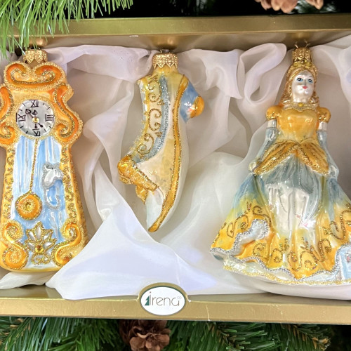 Набор стеклянных игрушек Золушка, голубой, 3 шт., Irena CO (63120/2)