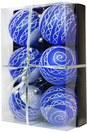 Набор шаров диаметр 10 см, цвет - синий, количество в упаковке 6 шт.