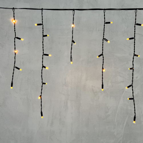 Светодиодная бахрома с колпачком 3,1*0,5 м., 120 желтых LED ламп, черный провод ПВХ, IP65, LTC (PIL120CAP-11-2Y)