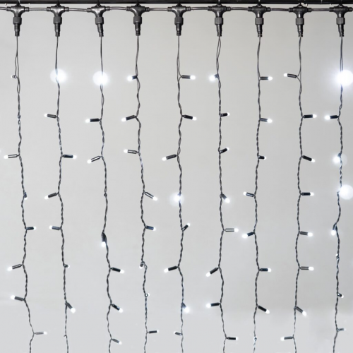 Светодиодный занавес 2*2 м., 400 LED, холодно белый, статика, черный провод каучук, LTC (ECO402-1-2W) в Магнитогорске