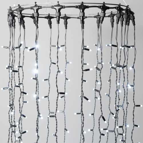 Светодиодный занавес 2*2 м., 400 LED, холодно белый, статика, черный провод каучук, LTC (ECO402-1-2W)