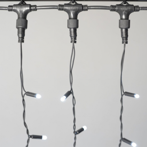 Светодиодный занавес 2*2 м., 400 LED, холодно белый, статика, черный провод каучук, LTC (ECO402-1-2W)