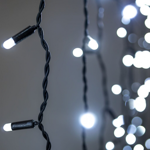 Светодиодный занавес 2*2 м., 400 LED, холодно белый, статика, черный провод каучук, LTC (ECO402-1-2W)