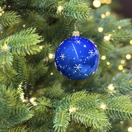 Стеклянный шар Лошадка 90 мм., синий, стекло, Ёлочка (С206/2)