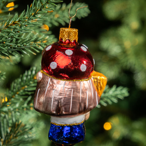 Елочное украшение Баба Яга с метлой, стекло, 10 см., 1 шт., Витус (А410)