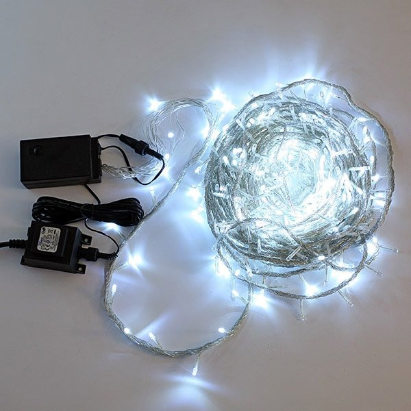 Светодиодная нить с эффектом бегущий огонь 15 м, 24V., 320 холодных белых LED ламп, прозрачный провод, Beauty Led (EST320-4F10-1W)