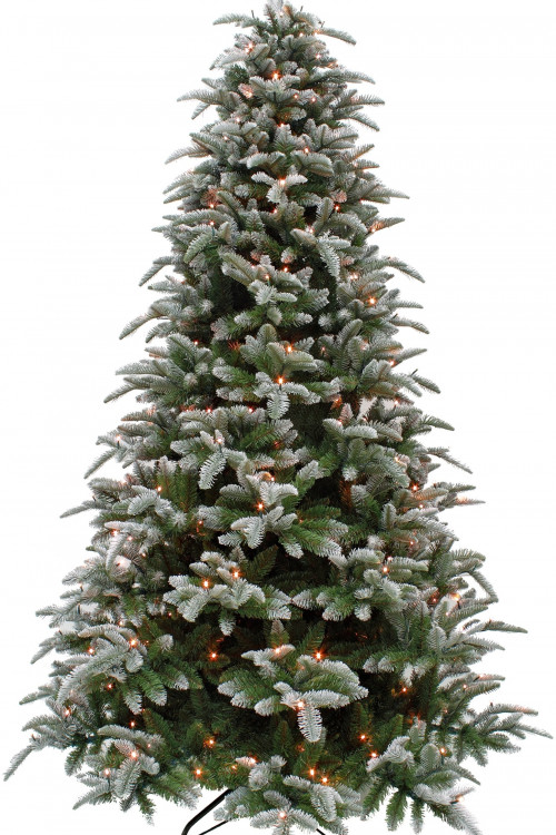 Елка Нормандия пушистая заснеженная 230 см.,  376 теплых белых LED ламп, литая хвоя+пвх, Triumph Tree (72002)