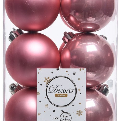 Набор пластиковых шаров Дивный 60 мм, дикая роза, 12 шт, Kaemingk (021989)