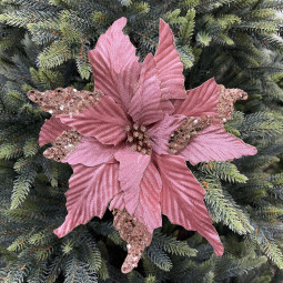 Пуансеттия Искры Любви розовая 28 см., на клипсе, House of seasons (85663)