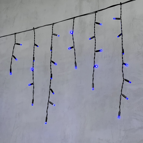 Светодиодная бахрома с колпачком 3,1*0,5 м., 120 синих LED ламп, черный провод ПВХ, IP65, LTC (PIL120CAP-11-2B)