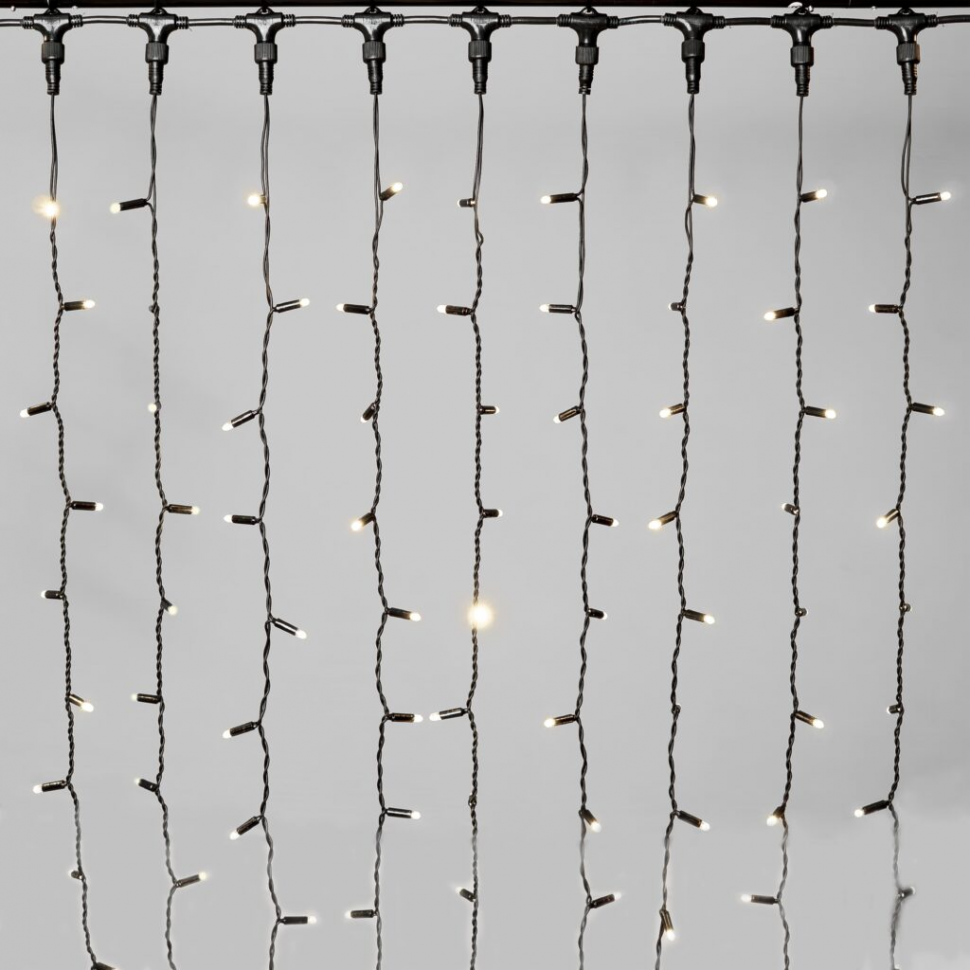 Светодиодный занавес 2*3 м., 600 LED, тепло-белый, статика, черный провод каучук, LTC (ECO602-1-2WW) в Магнитогорске