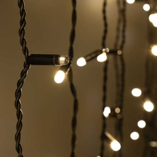 Светодиодный занавес 2*3 м., 600 LED, тепло-белый, статика, черный провод каучук, LTC (ECO602-1-2WW)