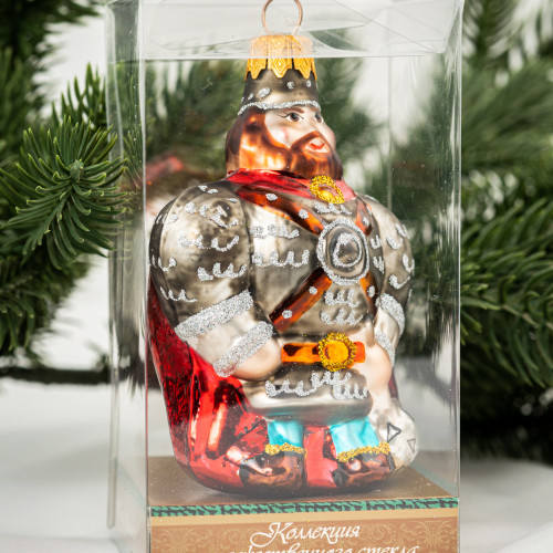 Елочное украшение Богатырь, стекло, 10 см., 1 шт., Витус (А412)