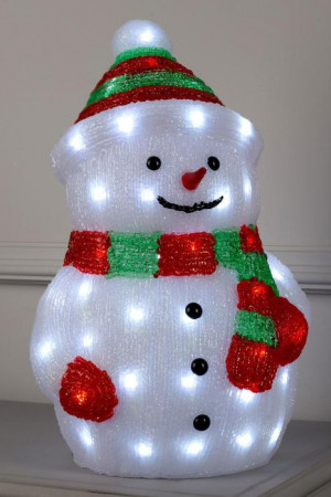 Светодиодная фигура Снеговик большой 25×44×20 см., акрил, 40 холодных белых LED, 220 В, Luazon Lighting (5037533)