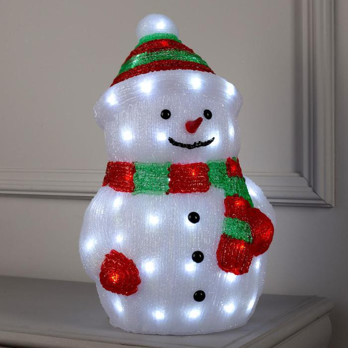 Светодиодная фигура Снеговик большой 25×44×20 см., акрил, 40 холодных LED, 220 В, Luazon Lighting (5037533) в Белгороде