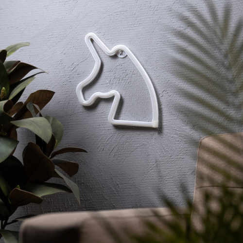 Неоновая вывеска Единорог 22x19 см., AAx3+USB, розовый, Luazon Lighting (10429938)