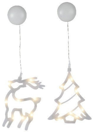 Светящееся украшение на присоске Олень и Елочка 19*16 см, 2 шт., 8 теплых LED ламп, Svetlitsa (809-12)