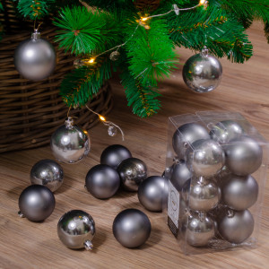 Набор пластиковых шаров Дивный 60 мм, стальной, 12 шт, Kaemingk (021990)