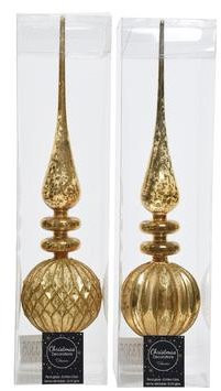 Макушка на елочку винтажная Багдад 36 см, золото, стекло, ромб, KAEMINGK (173305/1)